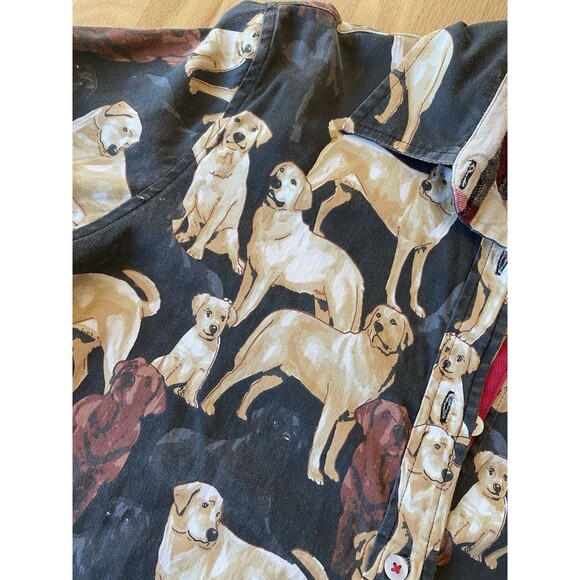 Tizzie Dog Print Long Sleeve Button Down Flannel Cuff Collar Shirt Women's M - Picture 2 of 7